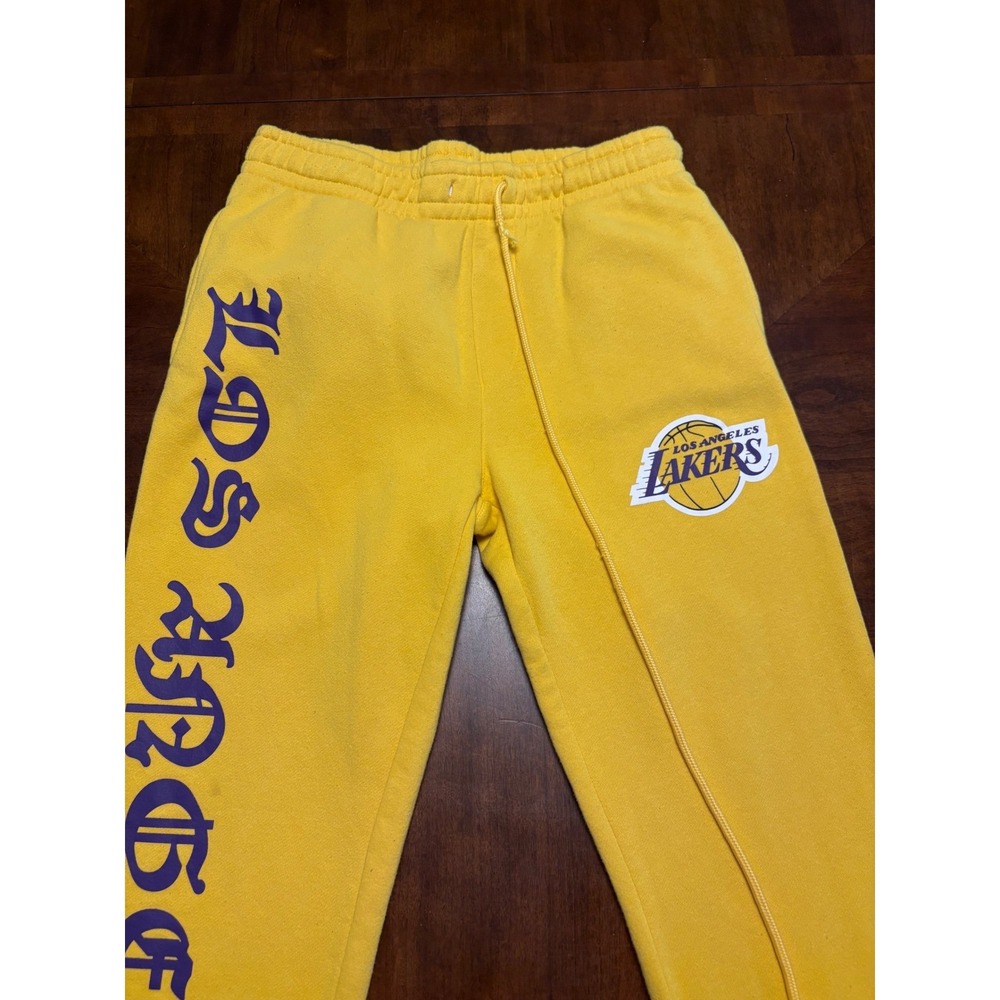 Ultra Game NBA Los Angeles Lakers Sweatpants Mens Medium Yellow Fleece Joggers